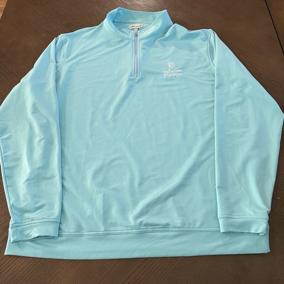 Peter Millar St Andrew's Old Course Crown Sport 1/4 Zip Wind Shirt Teal Blue XXL